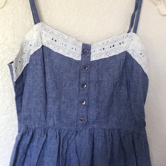 Chambray dress with lace trim adjustable straps - Picture 7 of 12